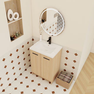 Floating Bathroom Vanity With Sink, Wall Mounted Double Door Storage