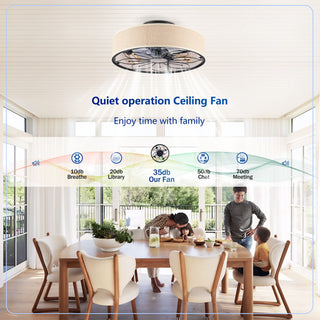 Lotus Bladeless Ceiling Fan With Remote Control For Living Room - Matte Black