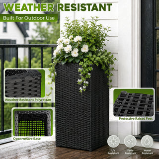 Solhome - Square Planter Box For Patio - Black