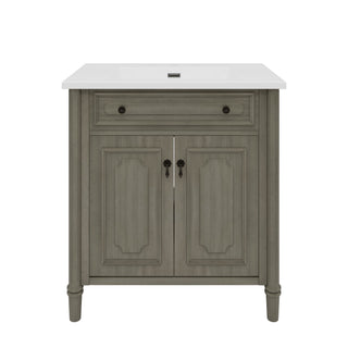 Vintage Bathroom Vanity With Sink, Rustic Cabinet With Soft Close Doors