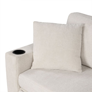 Modern U-Shaped Sectional Sofa Convertible Pull-Out Sofa Bed With USB Ports And Cup Holders