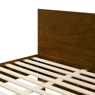 Queen Size Platform Bed Frame With Footboard Storage - Walnut