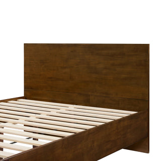 Queen Size Platform Bed Frame With Footboard Storage - Walnut
