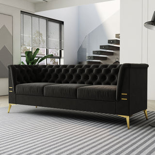 Luxurious Sofa With Legs, Modern Chesterfield Design, Tufted Upholstery, 3 Seat Couch For Living Room And Office