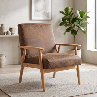 Wide Arm Chair - Light Brown