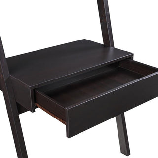 Wall Leaning Ladder Desk With 2 Shelves And 1 Drawer - Cappuccino