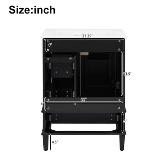 Bathroom Vanity With Integrated Basin, Soft Close Drawers, Door Mounted Double Layer Shelf