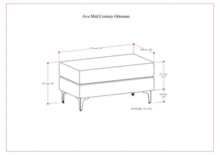 Ava - Versatile Mid Century Ottoman