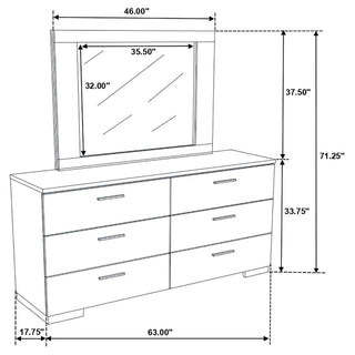 Dulcey - 6 Drawer Dresser With Mirror - Gloss White