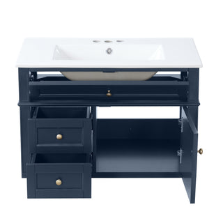 Wall Mounted Bathroom Vanity With 2 Drawers, 1 Tip Out Drawer, 3 Holes Sink