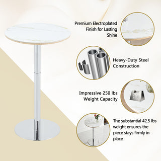 Circular Bar Table - White / Silver