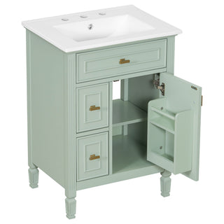 Bathroom Vanity With Sink, Flip Drawer, 2 Drawers, Adjustable Shelf