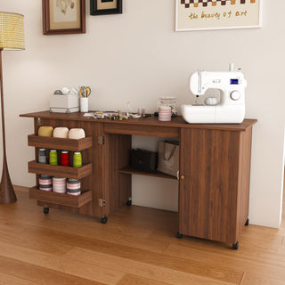 Foldable Sewing Table With Locking Casters