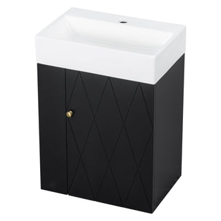 Modern Bathroom Vanity With Sink, Diamond Pattern Doors