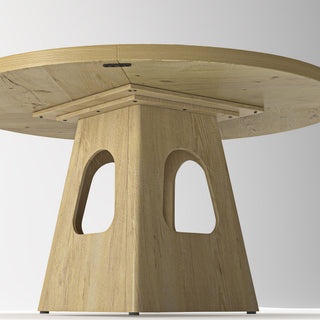 Farmhouse Round Dining Table With Storage Base