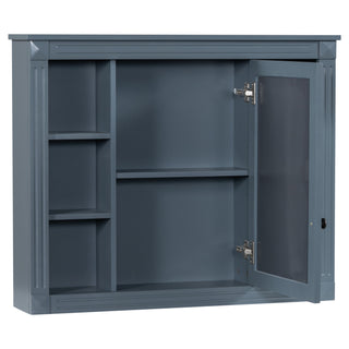 Wall Mounted Bathroom Storage Cabinet With Mirror, Cabinet With 6 Open Shelves And Adjustable Interior