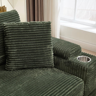 Convertible Sectional Sofa Bed Set With Armrest Storage, Cup Holder, USB, 4 Seater - Green