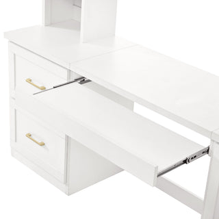 Computer Desk With Hutch, Workstation With Desk Grommet & Keyboard Tray
