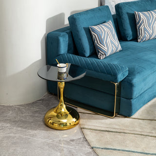 Modern Minimalist Coffee Table With Steel Legs And Tempered Glass Top