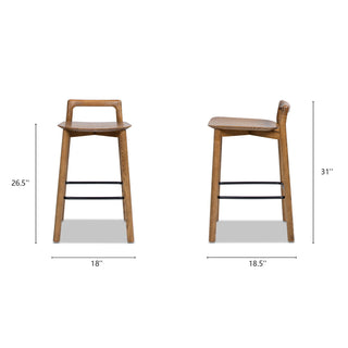 Sven - Modern Minimalist Low Back Counter Stool - Dark Brown Walnut