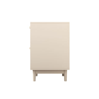 Nightstand With 2 Drawers, Storage Side Table For Bedroom - Antique Natural / Rattan