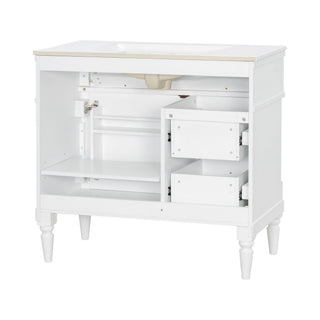 Freestanding Bathroom Vanity With Sink, Adjustable Shelf, Flip Drawer
