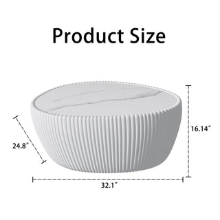Goose Egg Shape Coffee Table For Living Room - White Pu