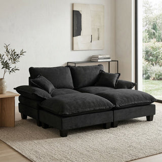 Modular Sectional Sofa With Movable Ottoman & Pillows