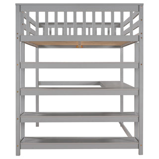Loft Bed With Storage Shelves And Under Bed Desk
