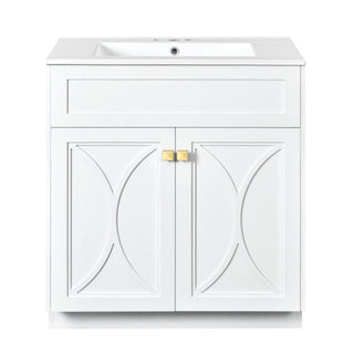Bathroom Vanity With Sink, Freestanding Storage Cabinet With Handles, Soft Closing Doors