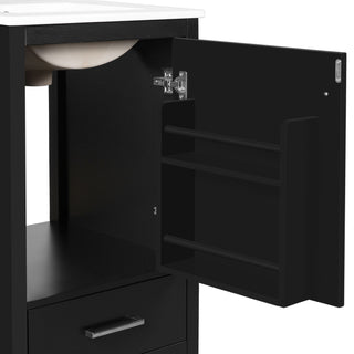 Bathroom Vanity With Ceramic Sink, Soft Close Drawers, Door Organizer, Divider Drawer, Adjustable Foot Pads