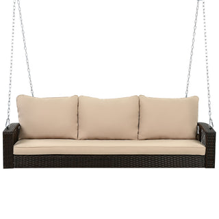 3 Person Large Patio Swing Bench With Cushions For Backyard