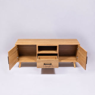 TV Stand For TVs Up To 60" With 2 Doors, 1 Drawer And 1 Open Shelf - Oak