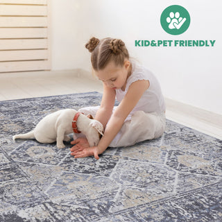 Payas - 5' X 7' Traditional Area Rug - Gray / Blue