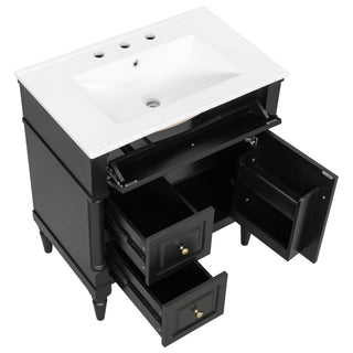 Modern Bathroom Vanity With Sink, Freestanding Cabinet With Flip Drawer & Adjustable Shelf