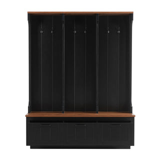 Hall Tree With Bench And Shoe Storage, 3 Large Drawers, Open Storage Shelves & Hooks