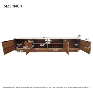 TV Stand, Entertainment Center With Fluted Door & Cable Management, Soft Closing Hinges - Walnut
