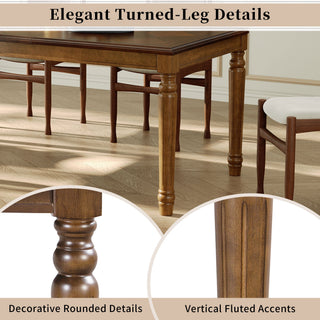 Rectangular Dining Table With Framed Top And Turned Legs - Walnut