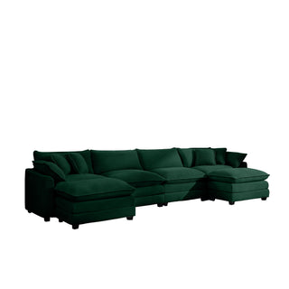 Modern Modular Cushion Sofa With Ottoman, Low Back, Deep Seating Sofa Set
