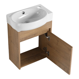Wall Mounted Bathroom Vanity With Sink And Storage Rack, Soft Close Doors