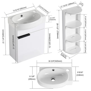 Wall Mounted Bathroom Vanity With Sink And Storage Rack, Soft Close Doors
