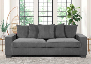 Luxe Sofa With 5 Matching Toss Pillows, Sleek Design, Spacious And Comfortable 3 Seater Couch