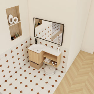 L-Shaped Wall Mounte Floating Bathroom Vanity With Integrated Sink
