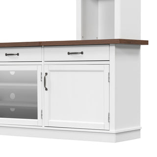 Extra Long TV Stand With 7 Color LED Lights, Adjustable Shelves & Storage Cabinets