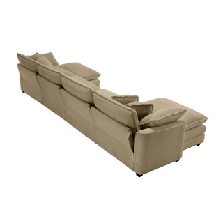 Oversized Modular Cushion Sofa With Ottoman, Low Back, Deep Seating Sofa Set