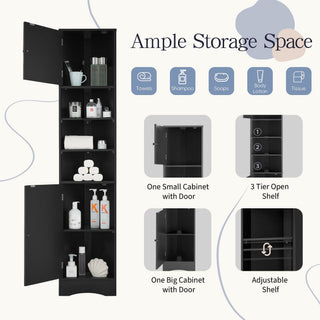Multi Functional Corner Cabinet With Adjustable Shelves And 2 Doors