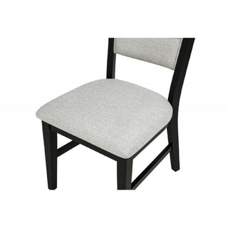 Dining Set With Round Table And 4 Upholstered Chairs - Black / Gray
