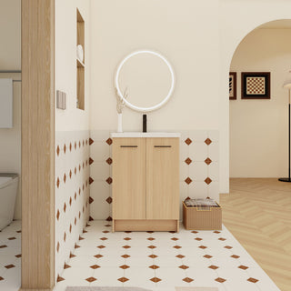 Floating Bathroom Vanity With Sink, Wall Mounted Double Door Storage