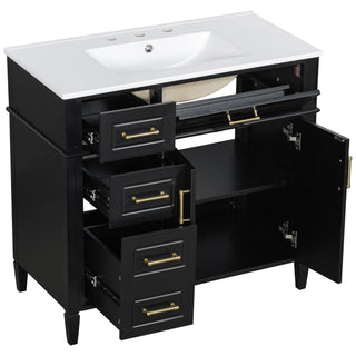 Bathroom Vanity With Sink, 4 Drawers, 2 Doors