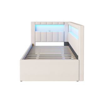 Upholstered Platform Bed With USB Ports And LED Belt